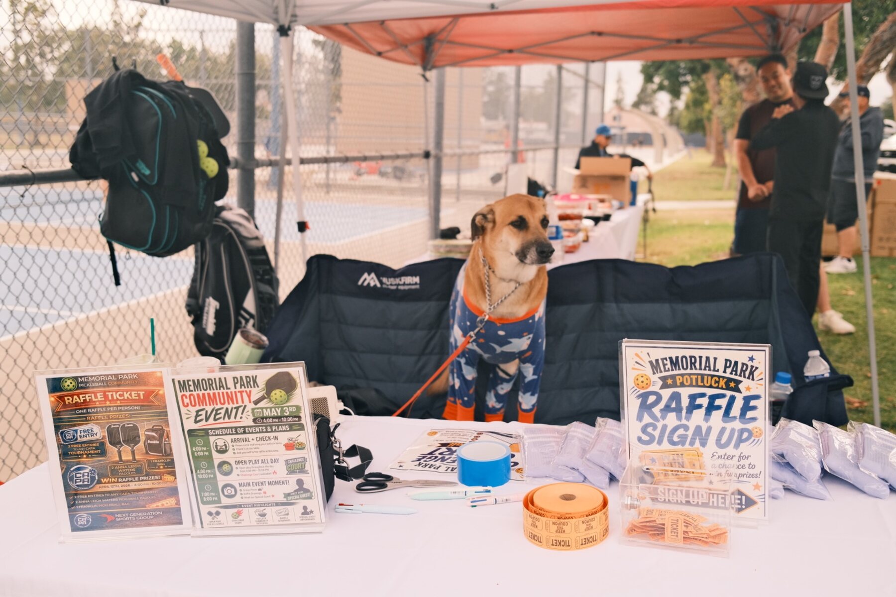 Memorial Park community event welcome and raffle table