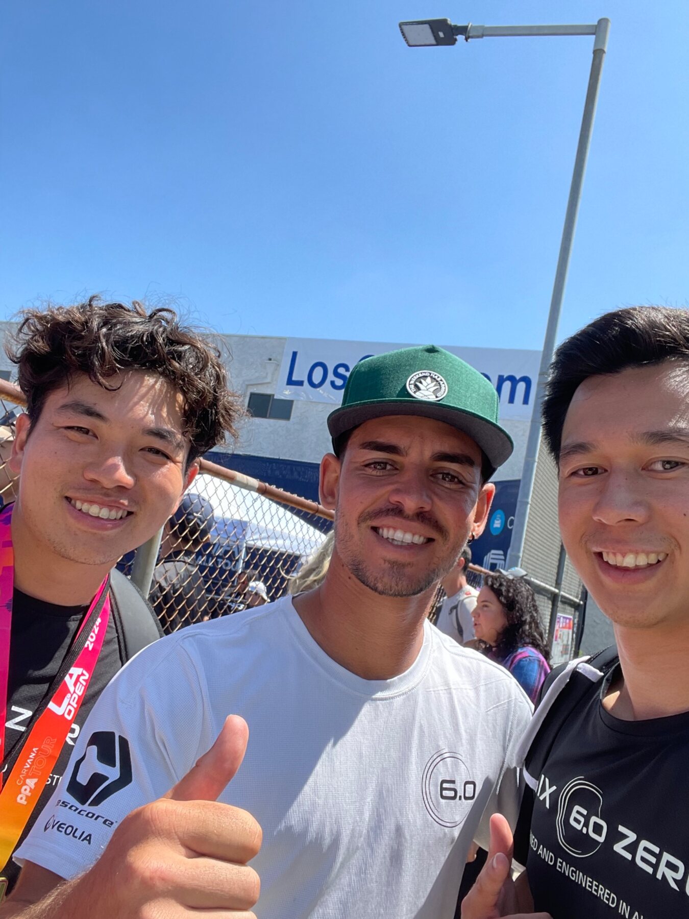 NGSG athletes connecting with a professional pickleball player at the LA Open
